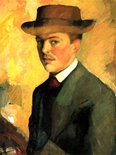 Selbstporträt mit Hut von August Macke